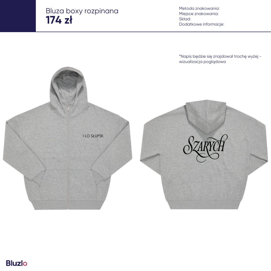 Bluza boxy rozpinana I LO Słupsk - obrazek 3