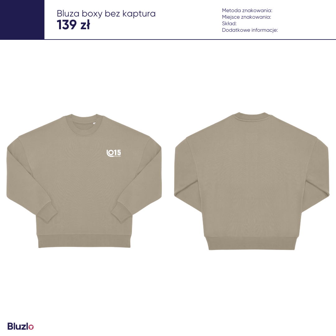 Bluza boxy bez kaptura XV LO Poznań - obrazek 2