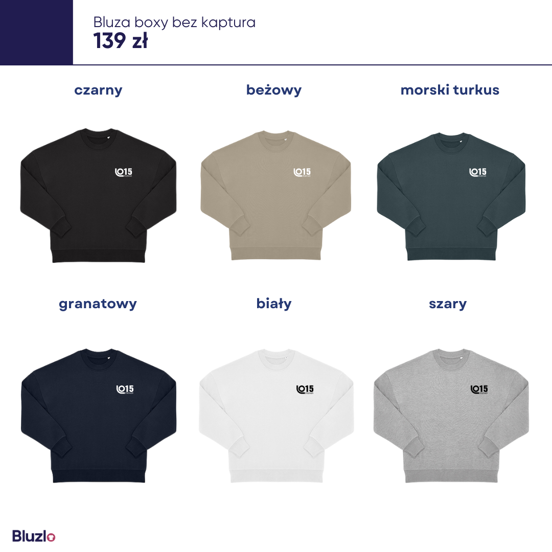 Bluza boxy bez kaptura XV LO Poznań - obrazek 3