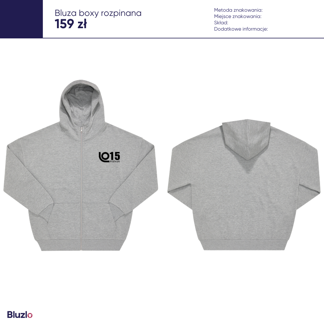 Bluza boxy rozpinana XV LO Poznań - obrazek 2