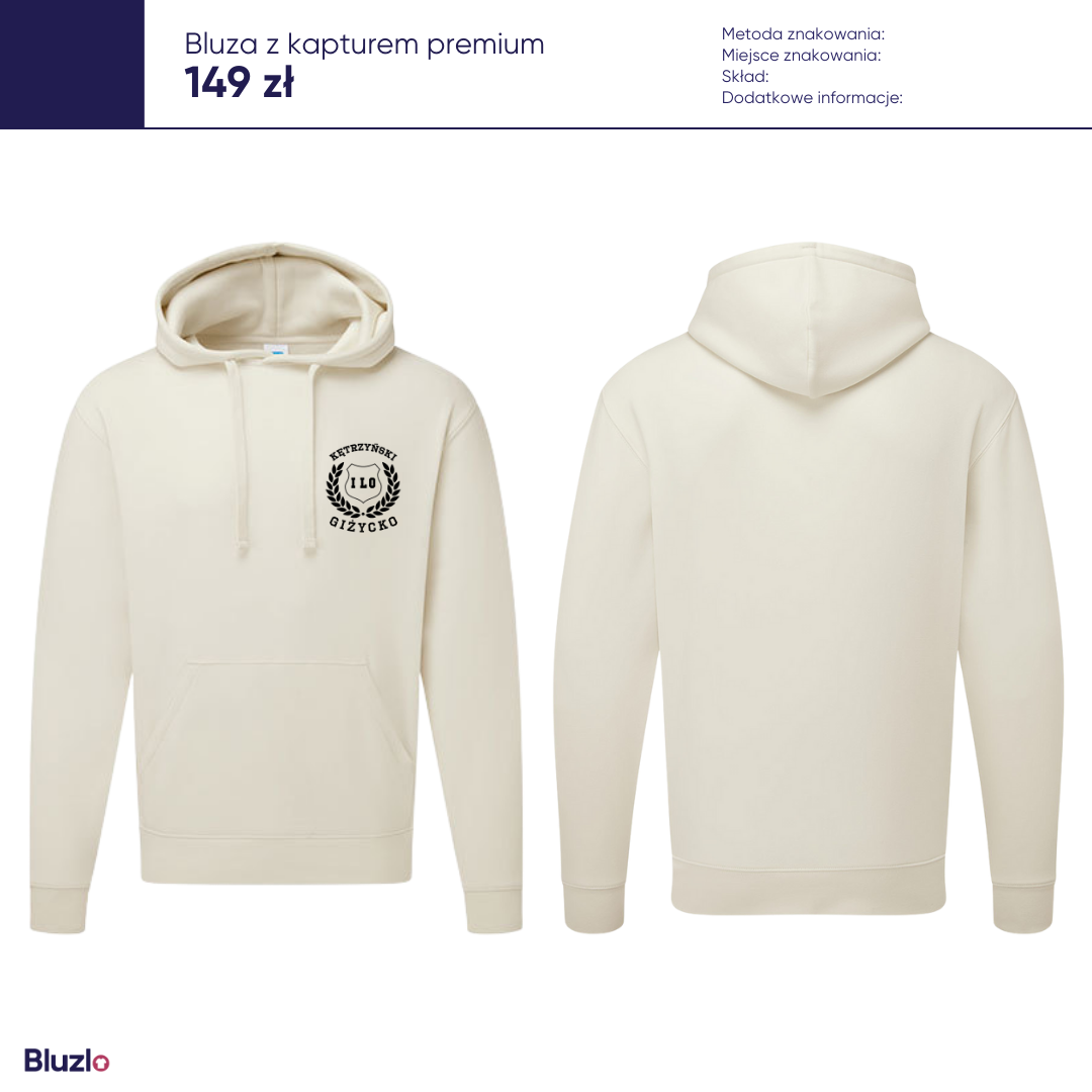 Bluza z kapturem premium I LO Giżycko - obrazek 2