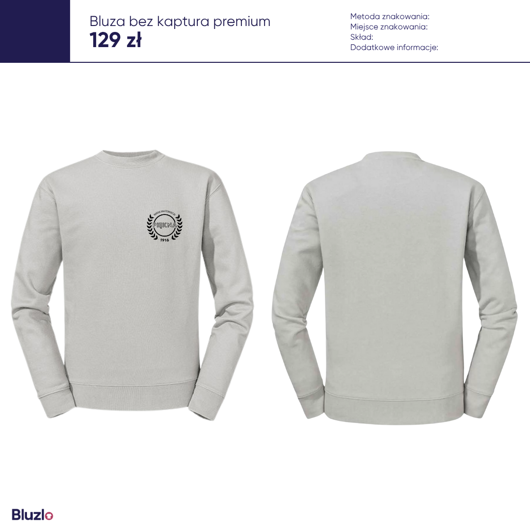 Bluza bez kaptura premium I LO Mińsk Mazowiecki - obrazek 3