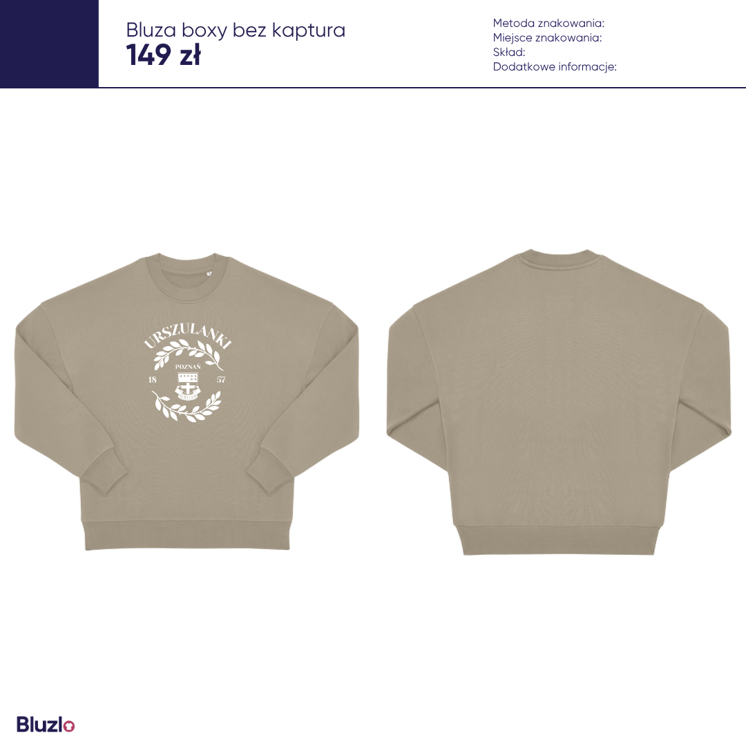 Bluza boxy bez kaptura LO Urszulanek Poznań - obrazek 3