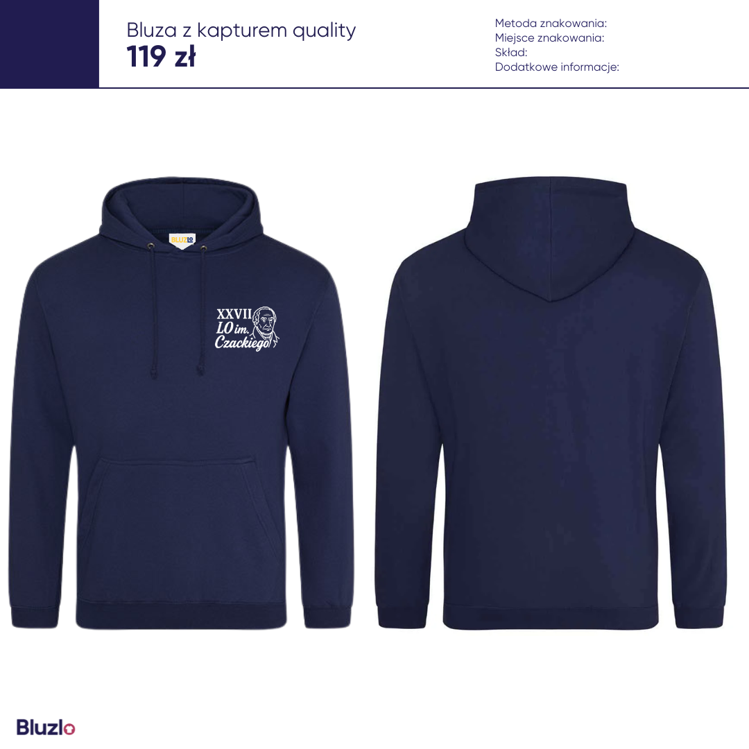 Bluza z kapturem XXVII LO Warszawa - obrazek 2