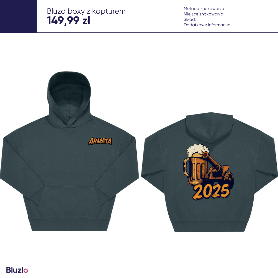 Bluza boxy z kapturem Armata - obrazek 4