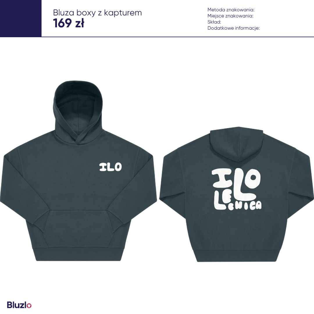 Bluza boxy z kapturem I LO Legnica - obrazek 2