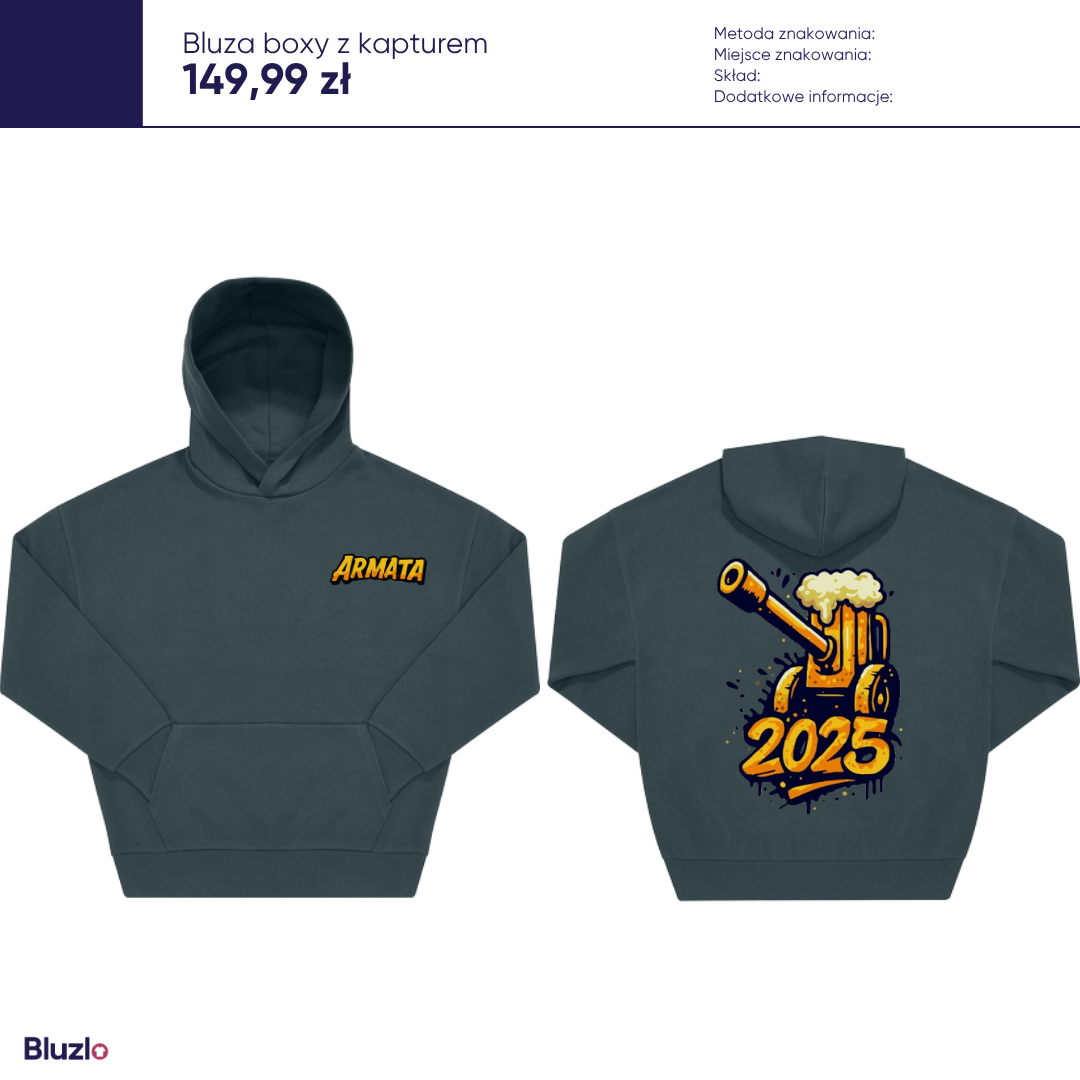 Bluza boxy z kapturem Armata - obrazek 7