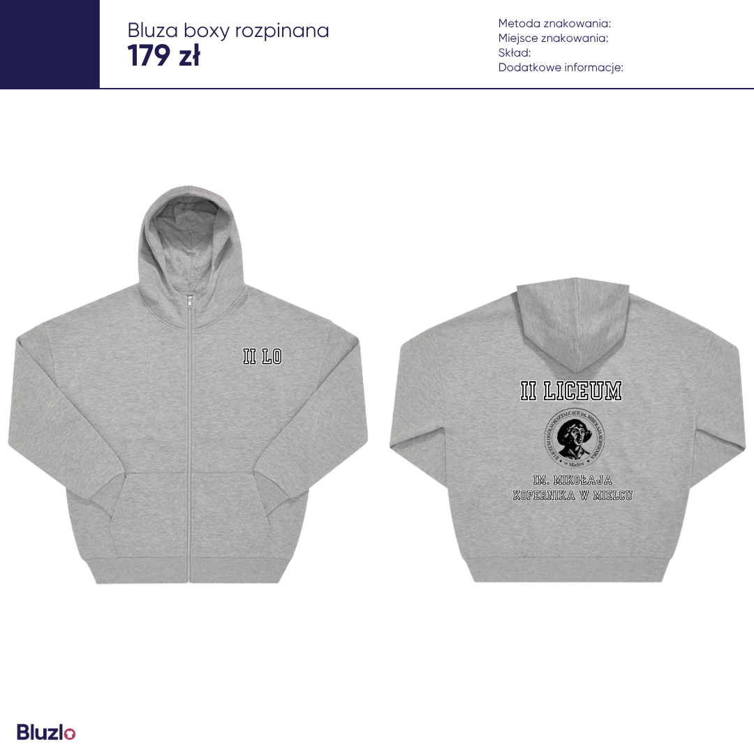 Bluza boxy rozpinana II LO Mielec - obrazek 2