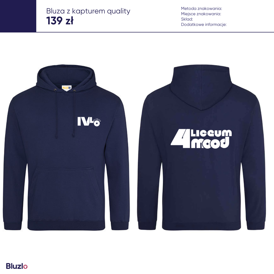 Bluza z kapturem IV LO Gliwice - obrazek 2