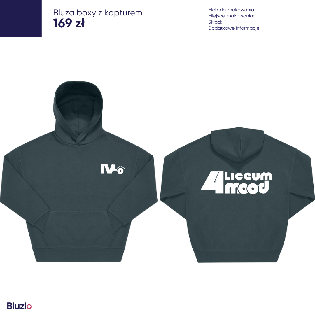 Bluza boxy z kapturem IV LO Gliwice - obrazek 2