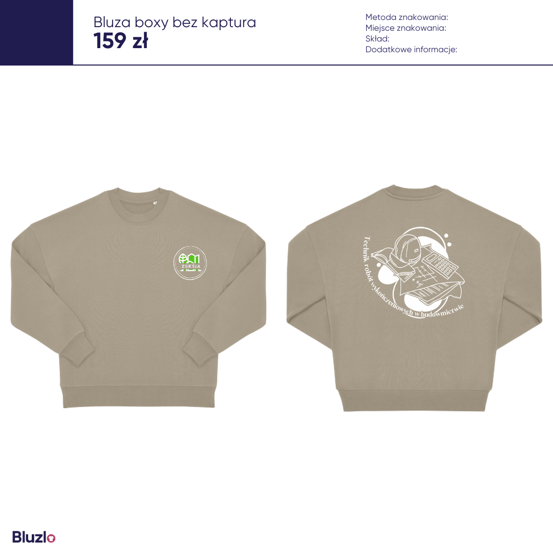 Bluza boxy bez kaptura ZSKŚiA Giżycko - obrazek 2