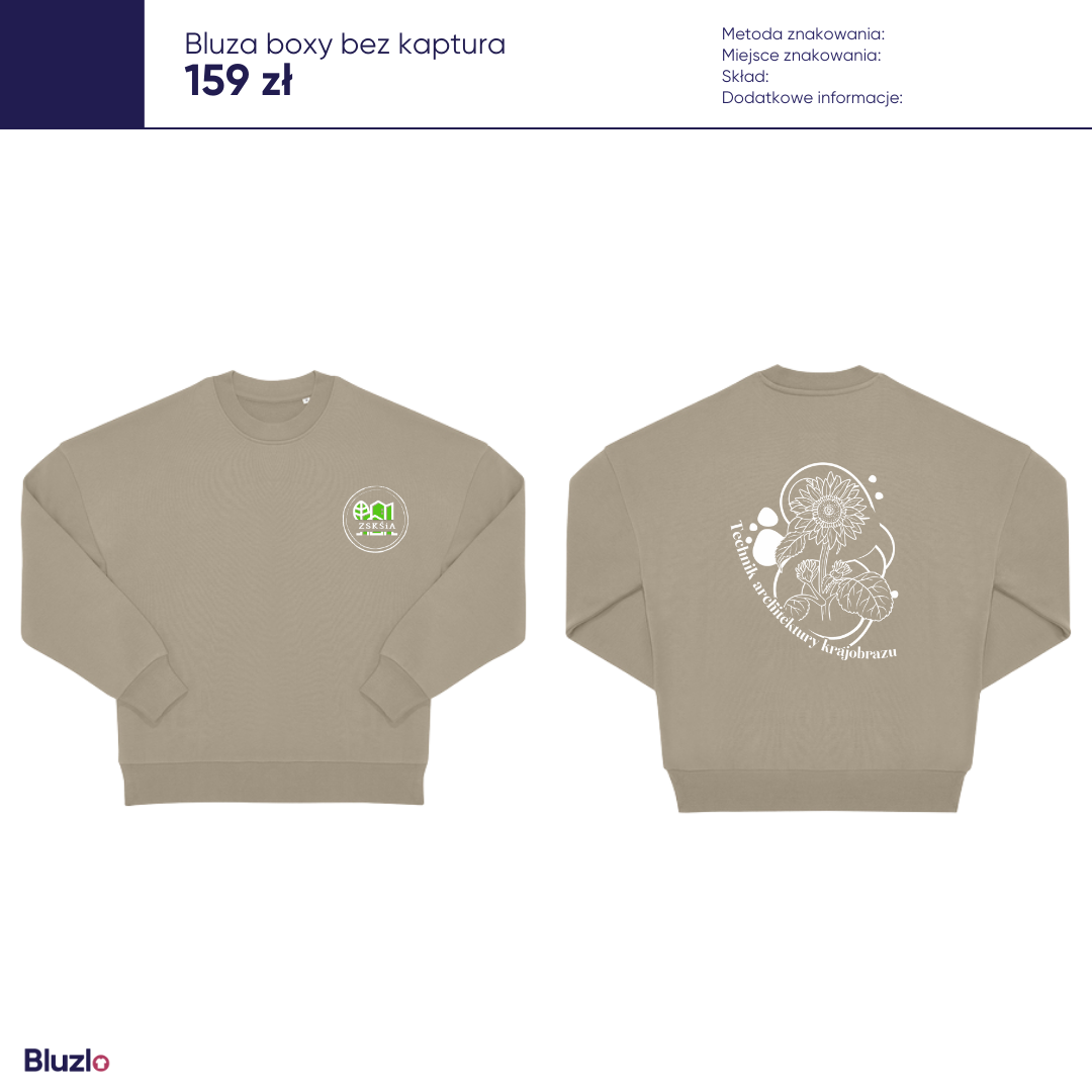Bluza boxy bez kaptura ZSKŚiA Giżycko - obrazek 5