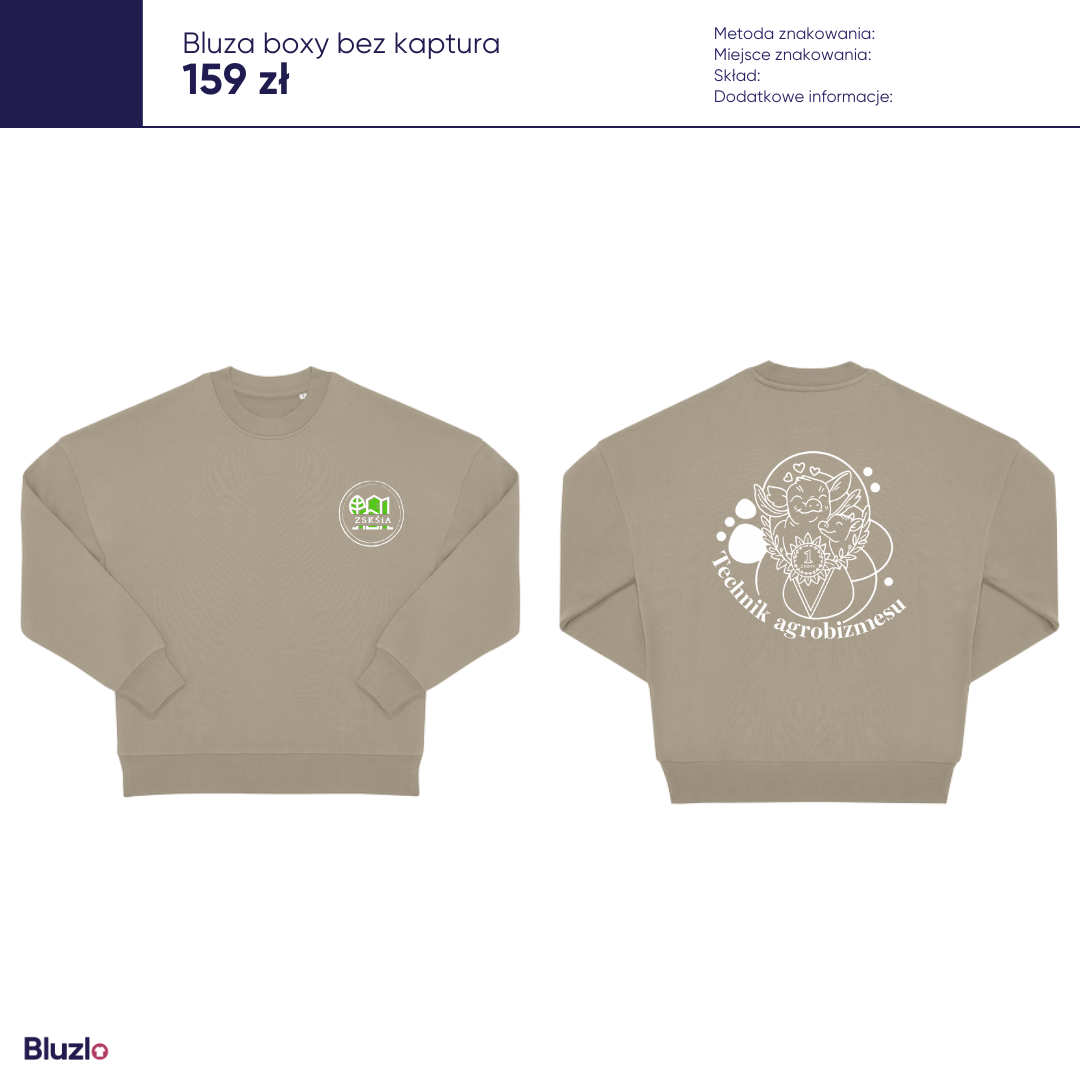 Bluza boxy bez kaptura ZSKŚiA Giżycko - obrazek 3