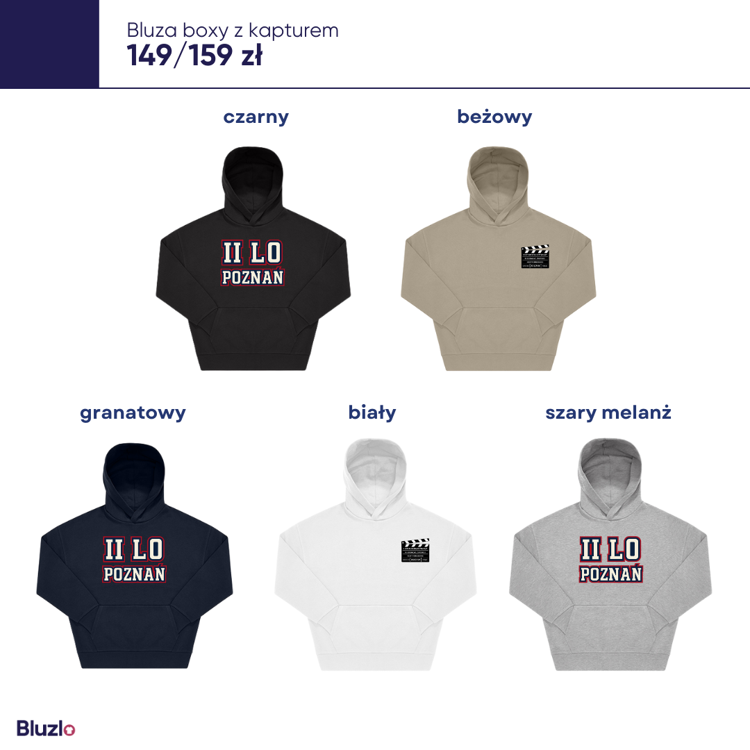 Bluza boxy z kapturem II LO Poznań - obrazek 2