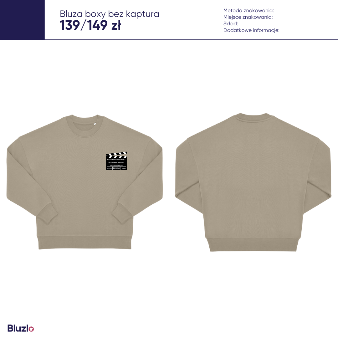 Bluza boxy bez kaptura II LO Poznań - obrazek 2