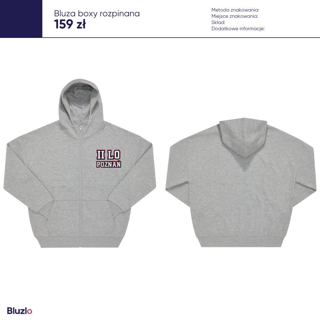 Bluza boxy rozpinana II LO Poznań - obrazek 2