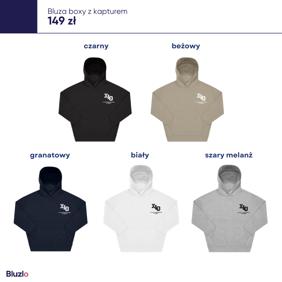 Bluza boxy z kapturem X LO Toruń - obrazek 2