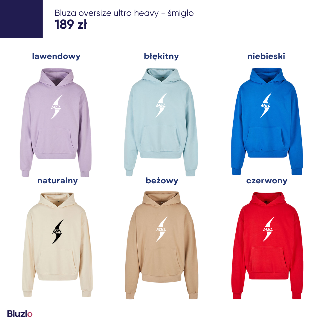 Bluza boxy z kapturem oversize wzór Śmigło