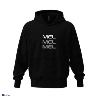 Bluza boxy z kapturem oversize nadruk MEL MEL MEL