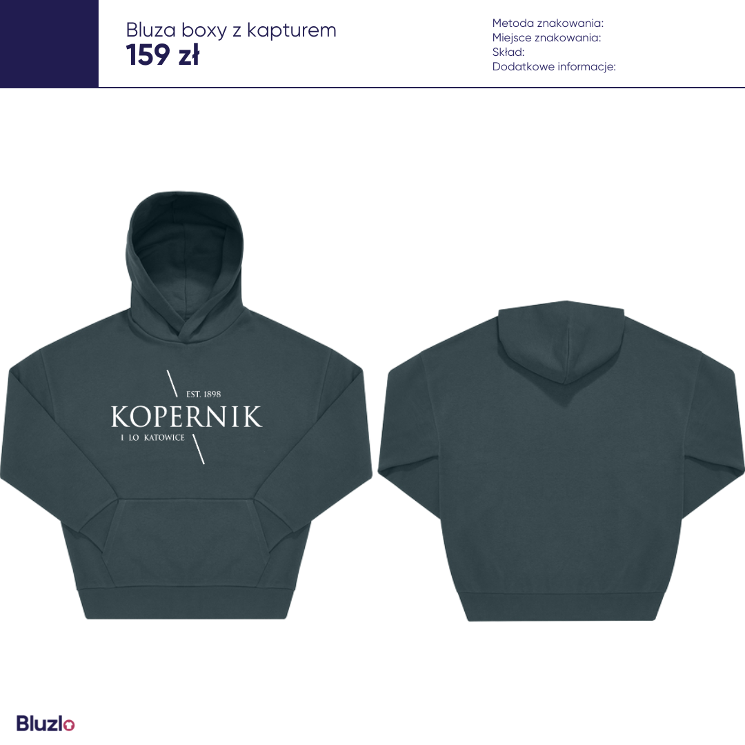 Bluza boxy z kapturem I LO Katowice - obrazek 2
