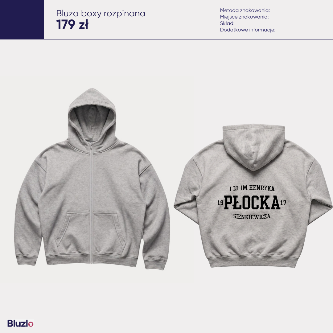 Bluza boxy rozpinana I LO Płońsk - obrazek 3