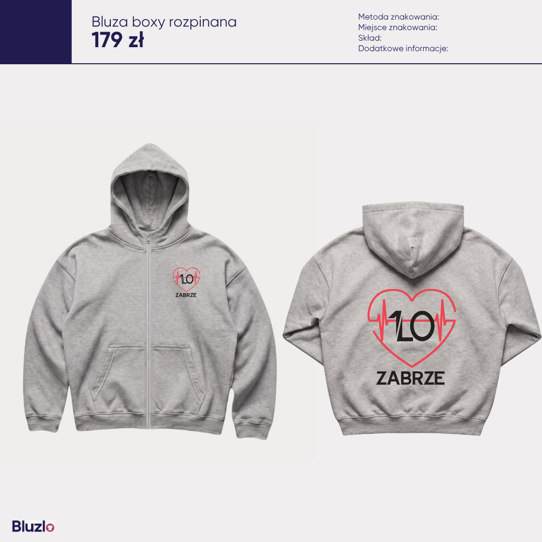 Bluza boxy rozpinana I LO Zabrze - obrazek 3