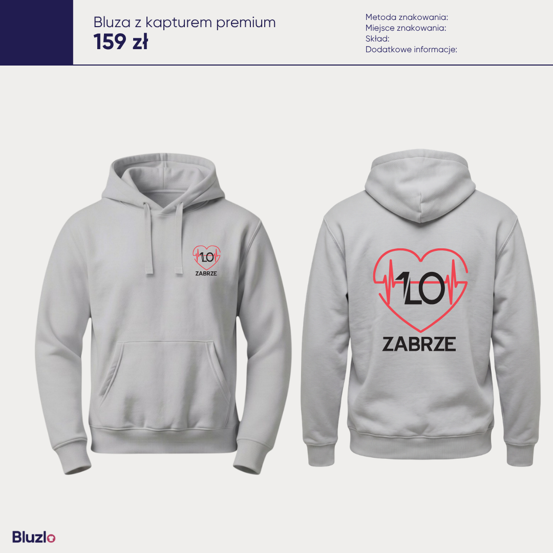 Bluza z kapturem premium I LO Zabrze - obrazek 3