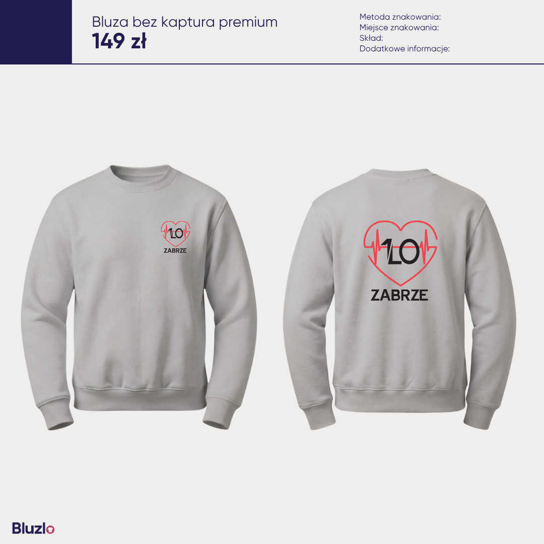Bluza bez kaptura premium I LO Zabrze - obrazek 3